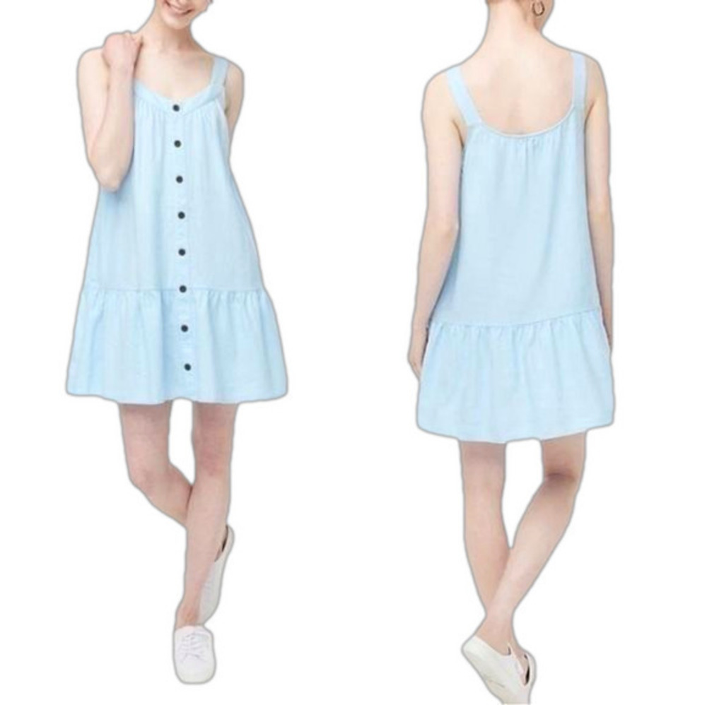 Light blue Linen blend Button-Down J Crew Dress